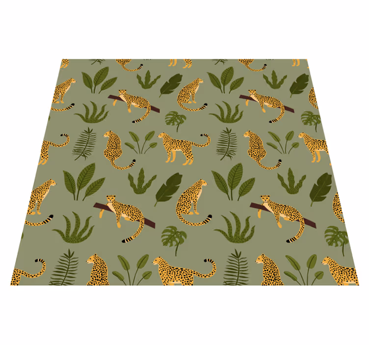 Tappeto vinile animali design giungla floreale leopardato - TenStickers