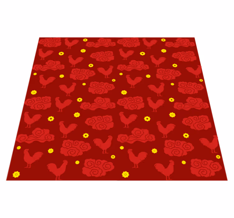 Tappeto vinile animali motivo galline in stile cinese - TenStickers