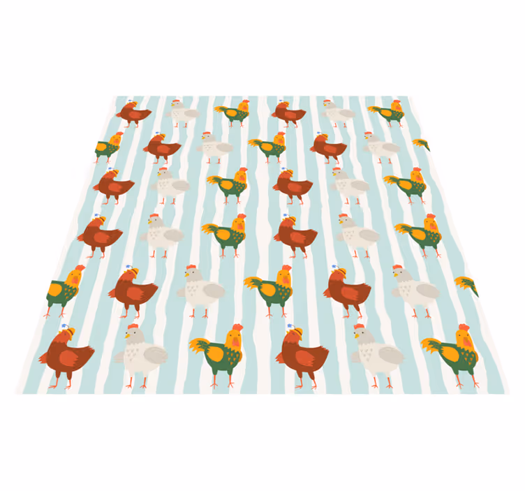Tappeto vinile animali righe verticali con galli - TenStickers