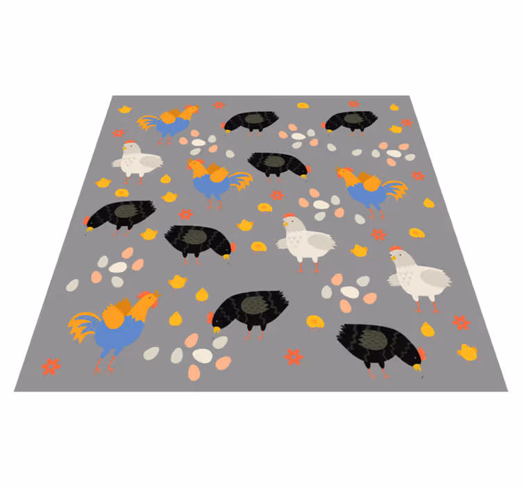 Tappeto vinile animali galline nel pollaio - TenStickers
