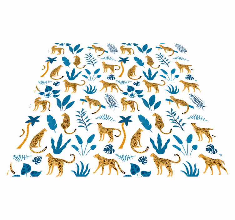 Tappeto vinile animali botanico e leopardi - TenStickers