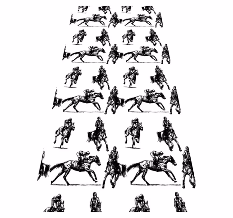 Tappeto vinile animali motivo cavalli bianchi e neri - TenStickers