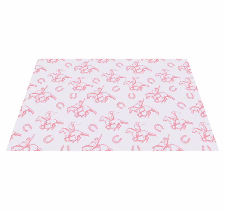 Tappeto vinile animali motivo cavalli cowboy rosa - TenStickers