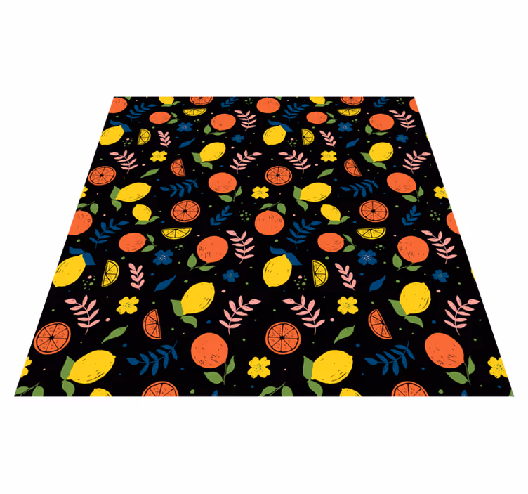 Tappeto vinile animali frutti di agrumi con foglie - TenStickers