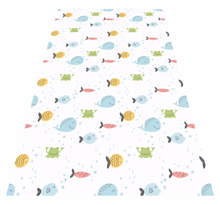 Tappeto vinile animali pesci colorati su sfondo bianco - TenStickers
