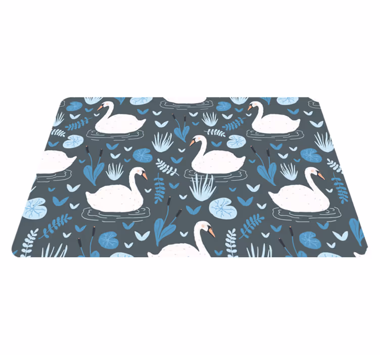 Tappeto vinile animali motivo eleganti cigni bianchi - TenStickers