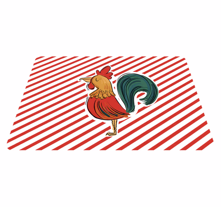 Tappeto vinile animali design originale gallo colorato - TenStickers