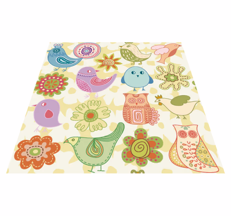 Tappeto vinile animali motivi di uccelli colorati - TenStickers