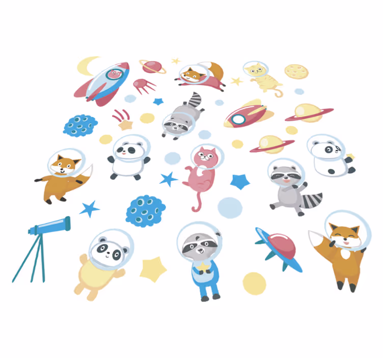 Tappeto vinile animali astronauti carini - TenStickers