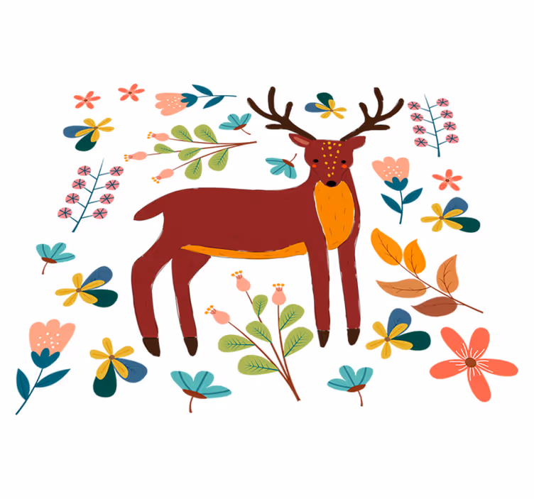 Tappeto vinile animali illustrazione cervo fantasioso - TenStickers