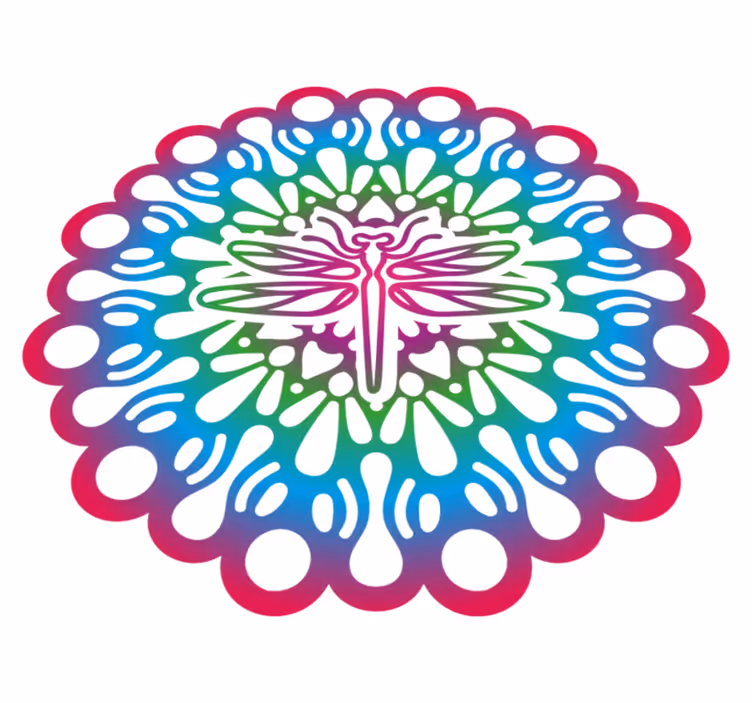 Tappeto vinile animali mandala di libellula colorata - TenStickers