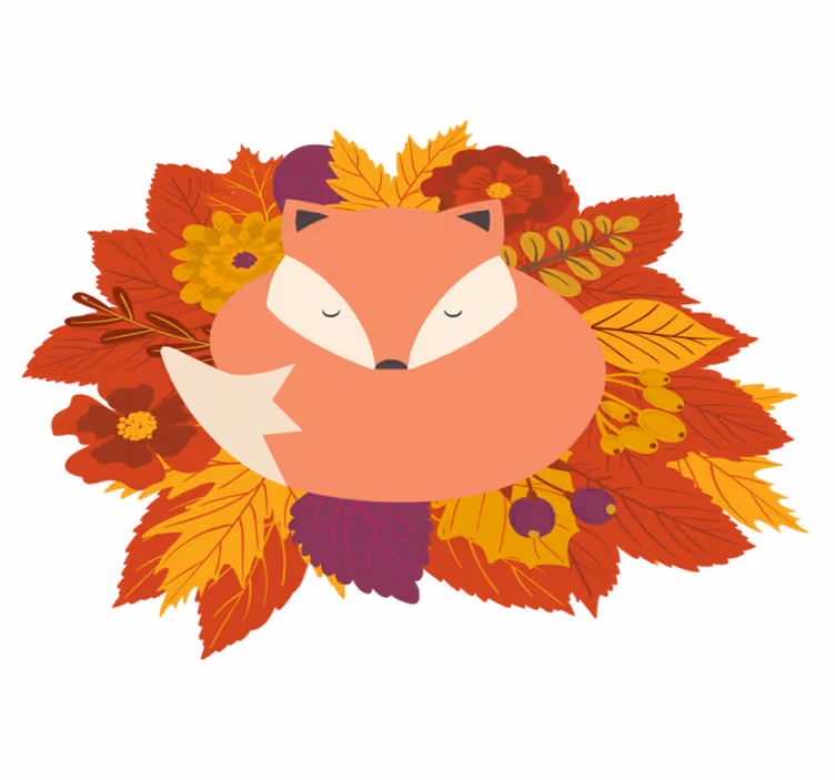 Tappeto vinile animali volpe con foglie - TenStickers