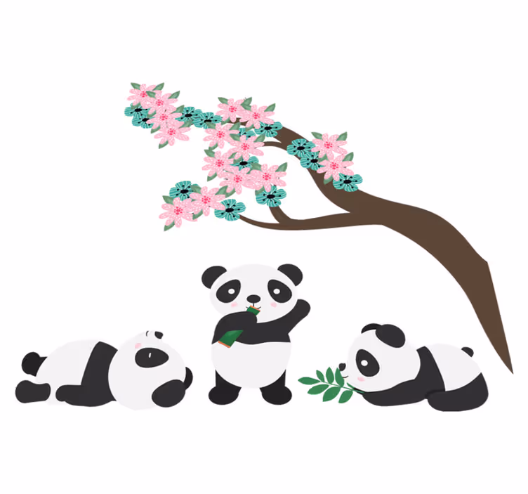 Tappeto vinile animali clan di panda fantasioso - TenStickers