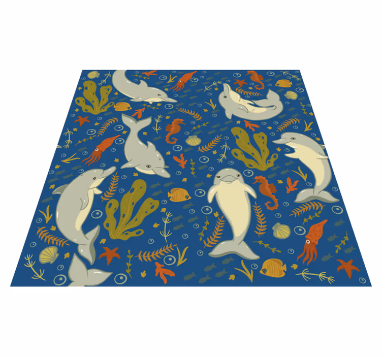 Tappeto vinile animali vita marina giocosa - TenStickers