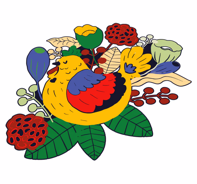 Tappeto vinile animali uccelli colorati e floreali - TenStickers