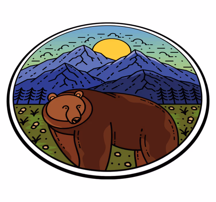 Tappeto vinile animali orso nel paesaggio - TenStickers