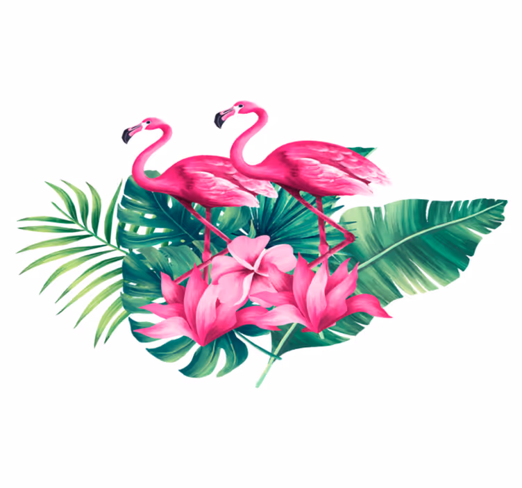 Tappeto vinile animali fenicotteri e foliami - TenStickers