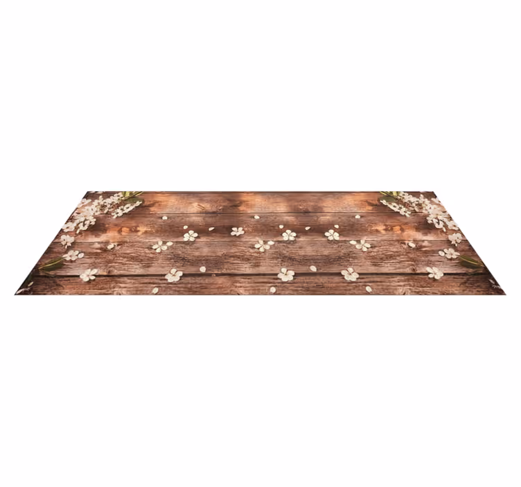 Tappeto pvc cucina legno floreale scatter - TenStickers