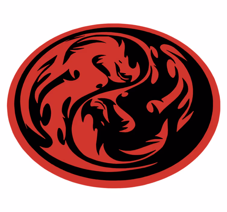 Tappeto vinile animali draghi yin yang - TenStickers