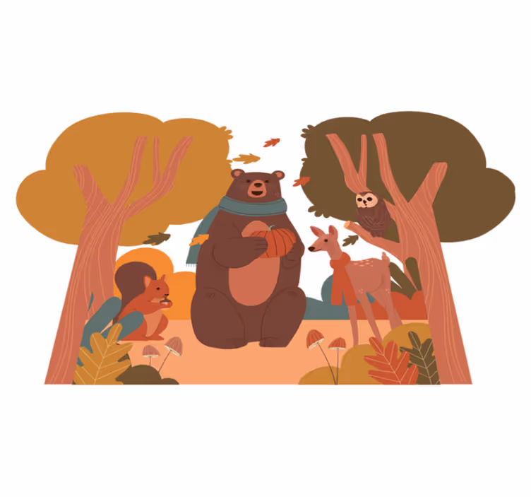 Tappeto vinile animali creature del bosco autunnale - TenStickers
