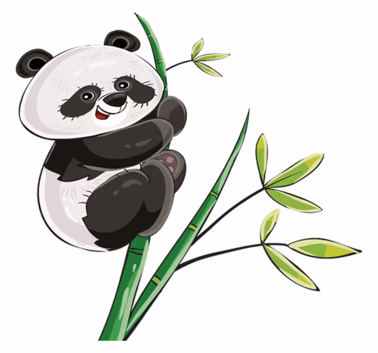 Tappeto vinile animali panda che scala il bambù - TenStickers