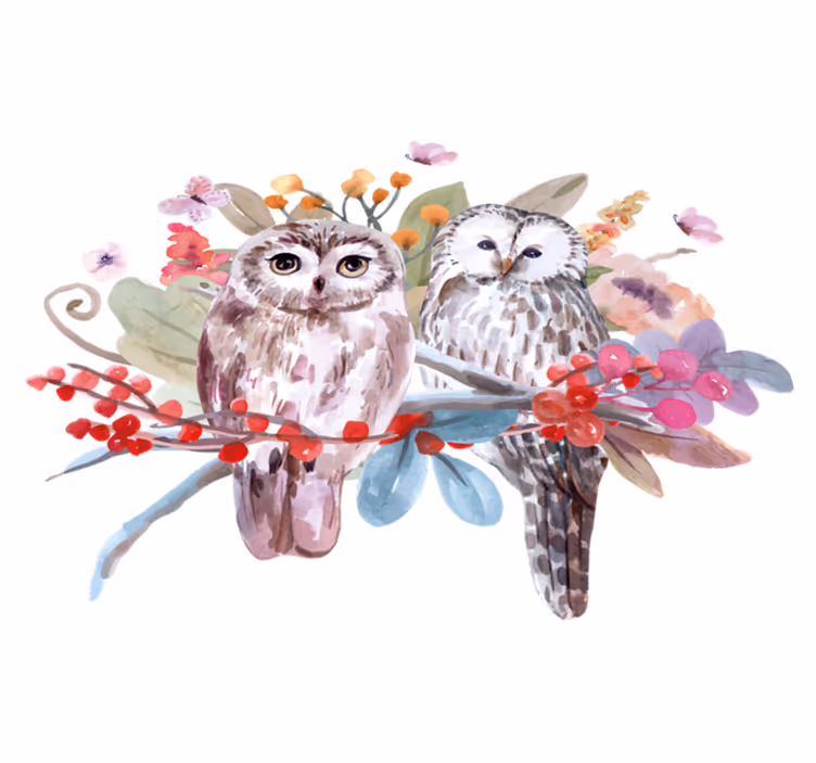 Tappeto vinile animali gufi nella natura - TenStickers