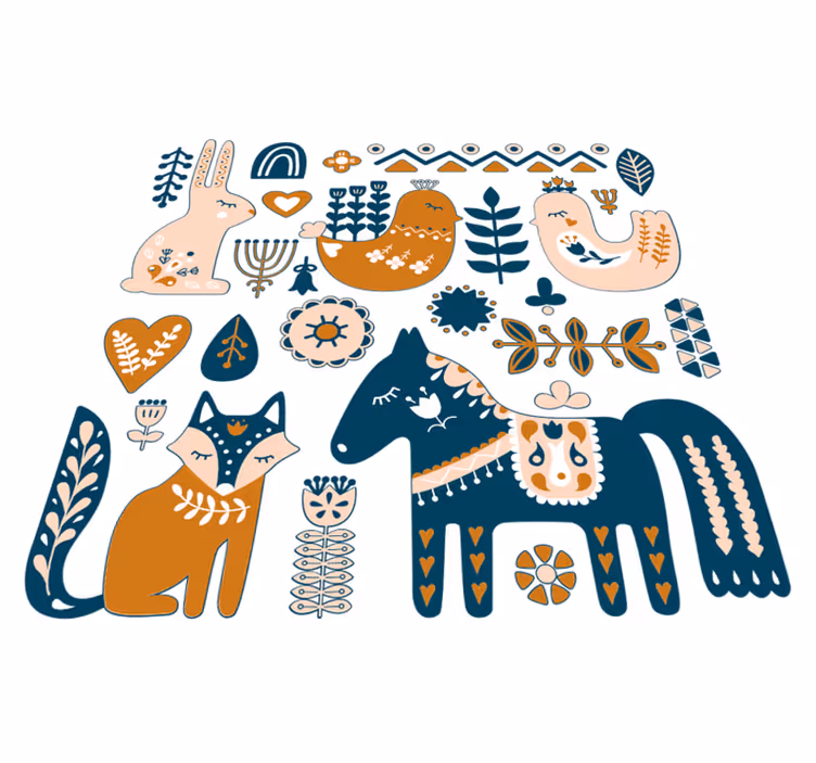 Tappeto vinile animali illustrazioni colorate - TenStickers