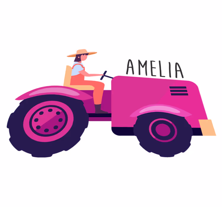 Tappeto vinile animali avventura personalizzata con trattore - TenStickers