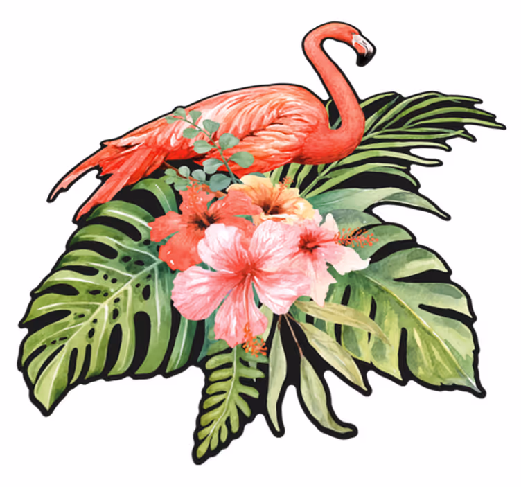 Tappeto vinile animali fenicottero con fiori - TenStickers