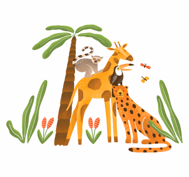 Tappeto vinile animali ambiente giungla giocoso - TenStickers