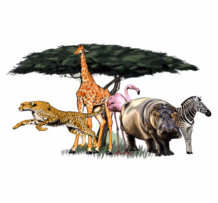Tappeto vinile animali safari della famiglia giraffe - TenStickers