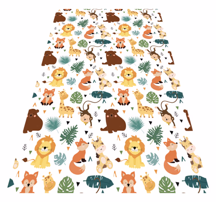 Tappeto vinile animali animali selvatici con foglie - TenStickers