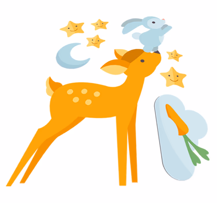 Tappeto vinile animali cervo e coniglio - TenStickers