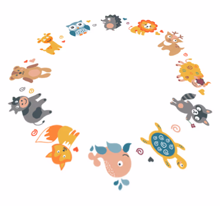Tappeto vinile animali cuccioli in cerchio - TenStickers