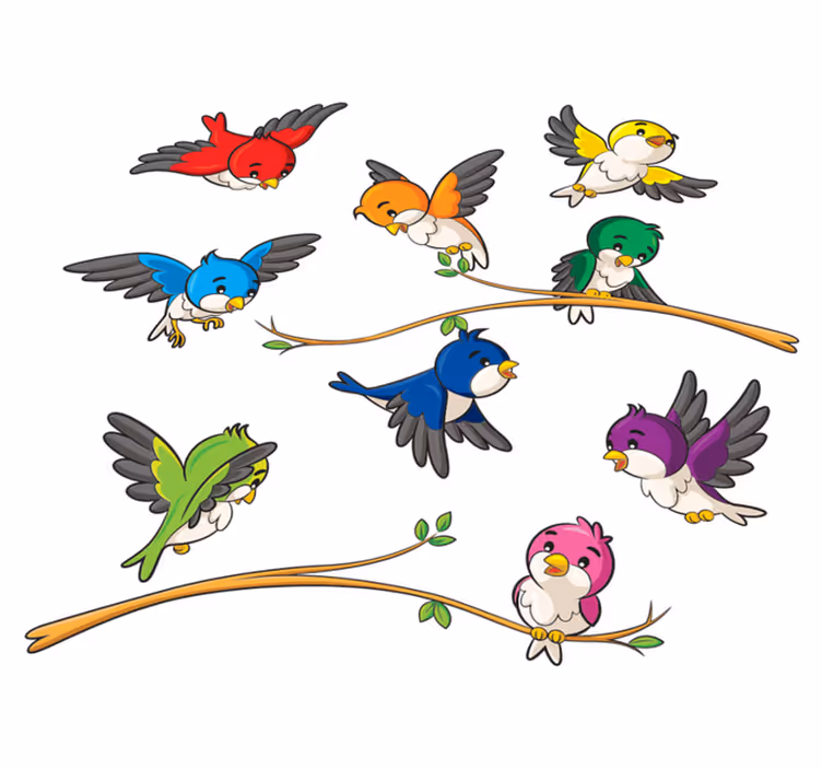 Tappeto vinile animali uccellini colorati - TenStickers