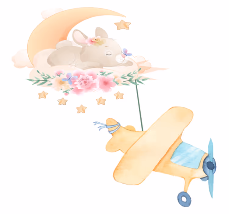 Tappeto vinile animali coniglio che dorme sulla luna - TenStickers