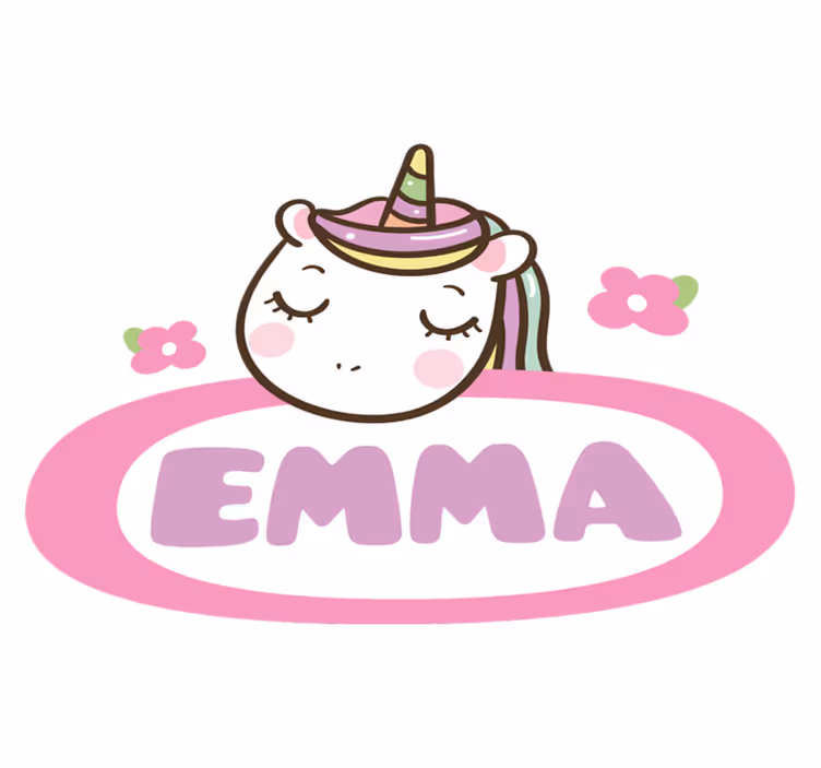 Tappeto vinile animali etichetta nome colorata unicorno - TenStickers
