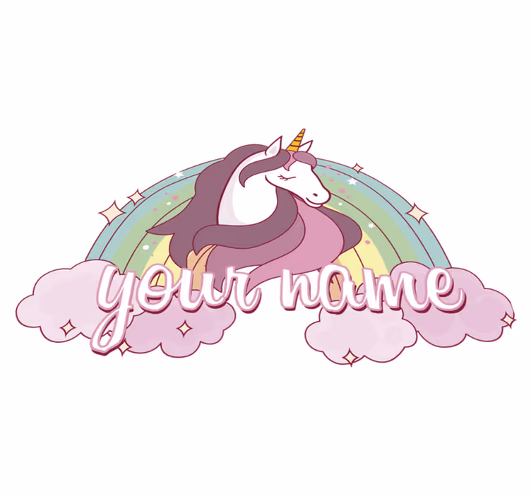 Tappeto vinile animali unicorno rosa con nome - TenStickers