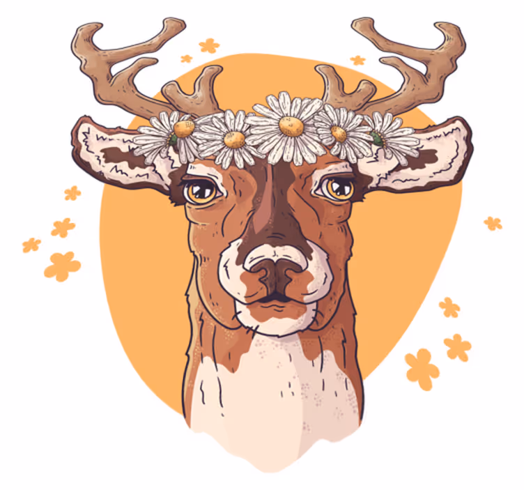 Tappeto vinile animali cervo fiorito - TenStickers