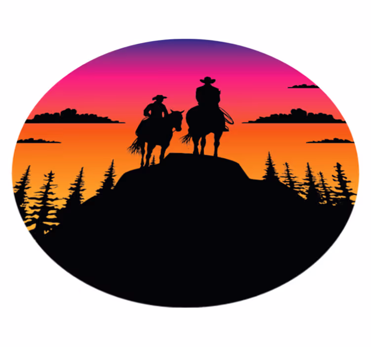 Tappeto vinile animali montagne west e cavalli - TenStickers