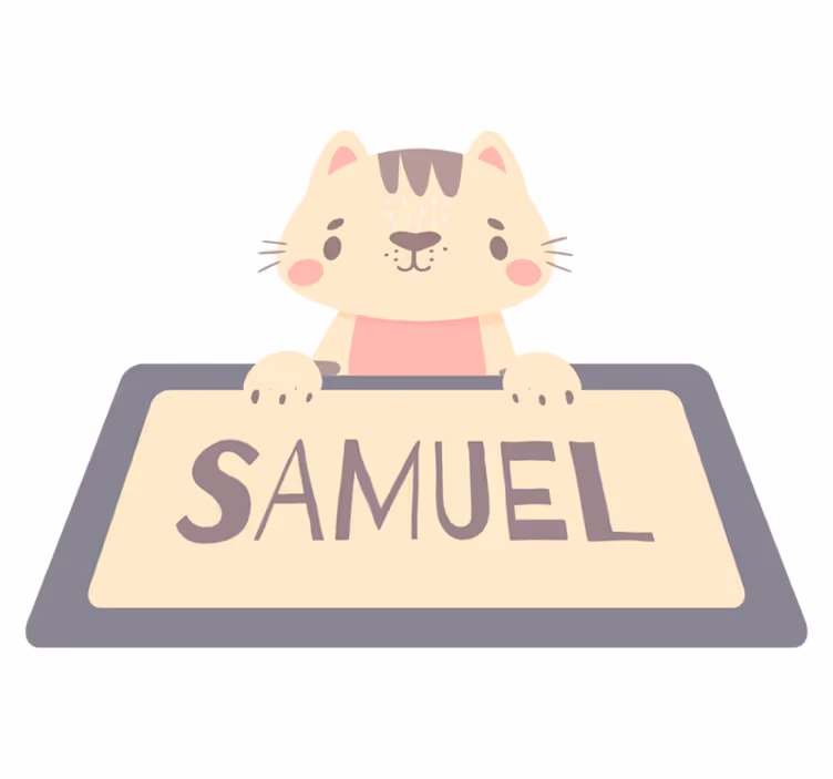 Tappeto vinile animali etichetta gatto con nome - TenStickers