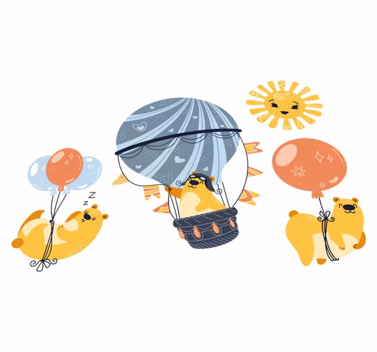 Tappeto vinile animali appesi ai palloncini - TenStickers