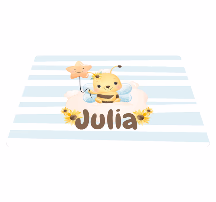 Tappeto vinile animali api carine con nome - TenStickers