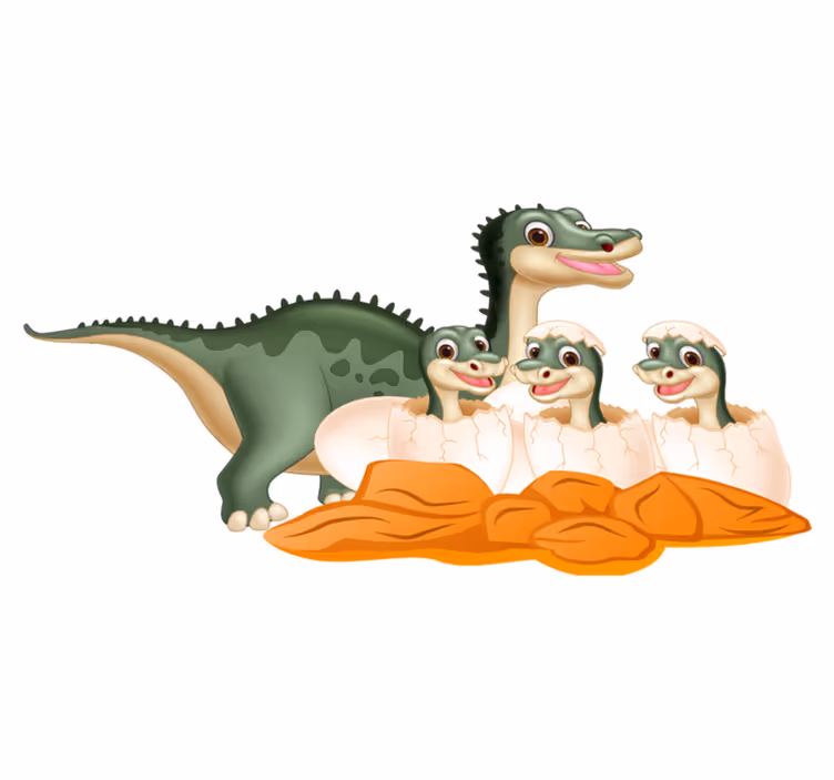 Tappeto vinile animali famiglia di dinosauri carini - TenStickers