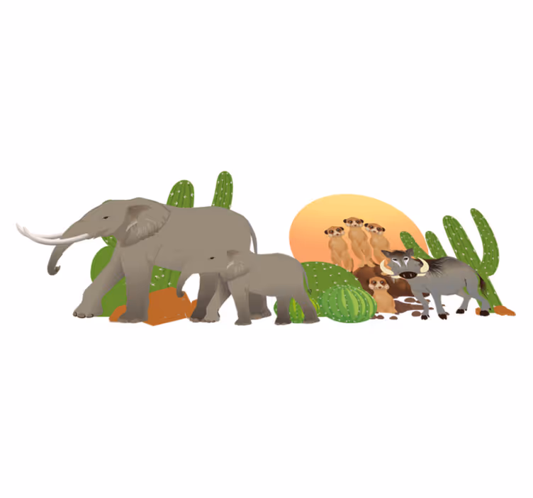 Tappeto vinile animali scena safari - TenStickers