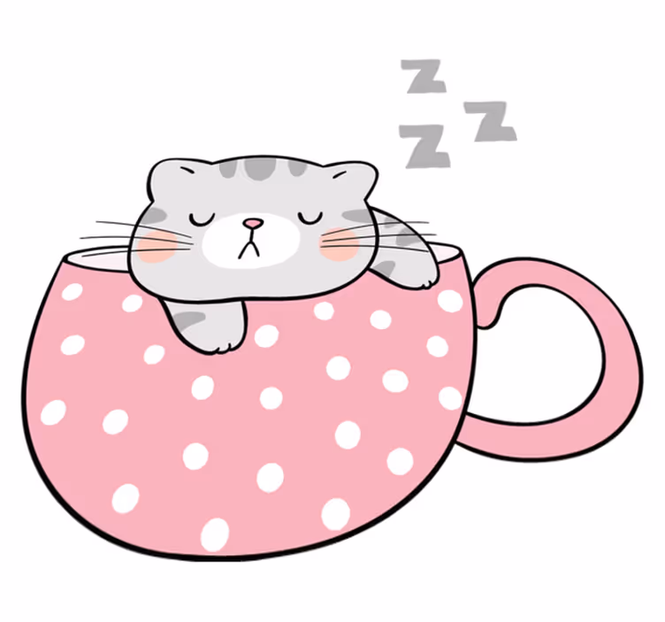 Tappeto vinile animali tazza gatto dormiente - TenStickers