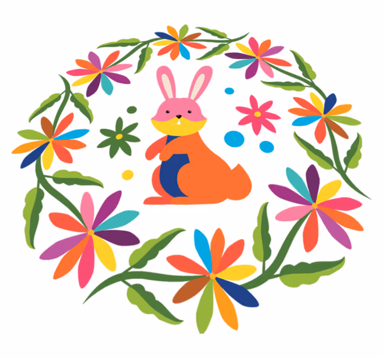 Tappeto vinile animali design con coniglio colorato - TenStickers