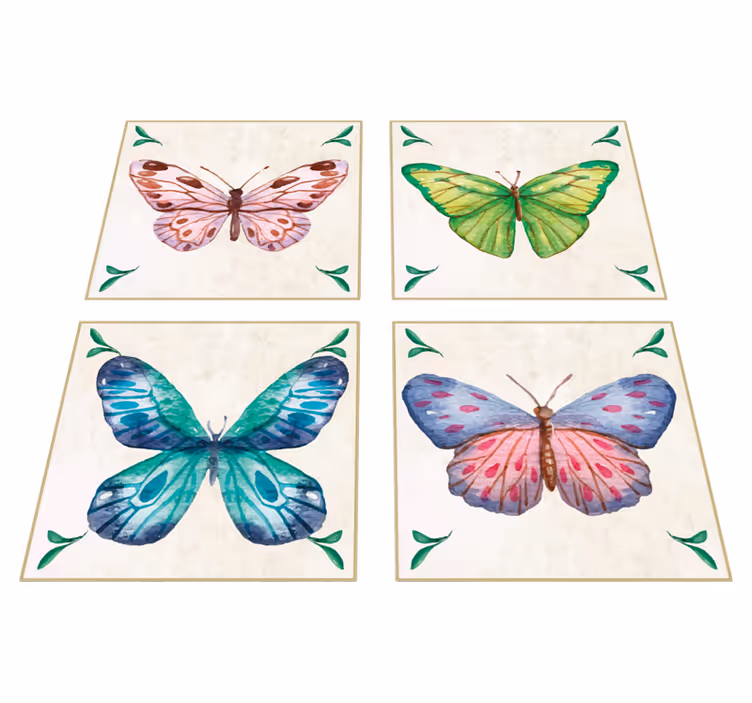 Tappeto vinile animali design farfalle vivaci - TenStickers