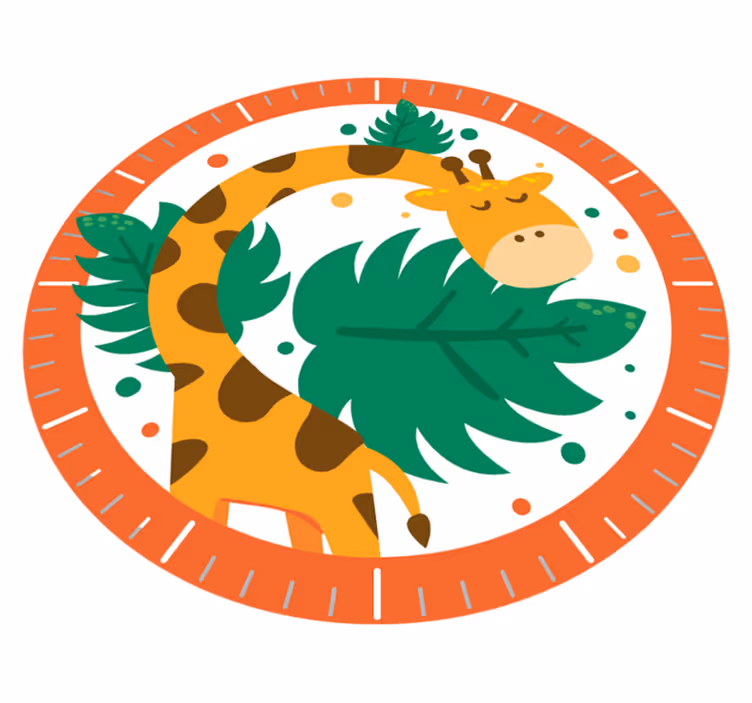 Tappeto vinile animali orologio bambini giraffa - TenStickers