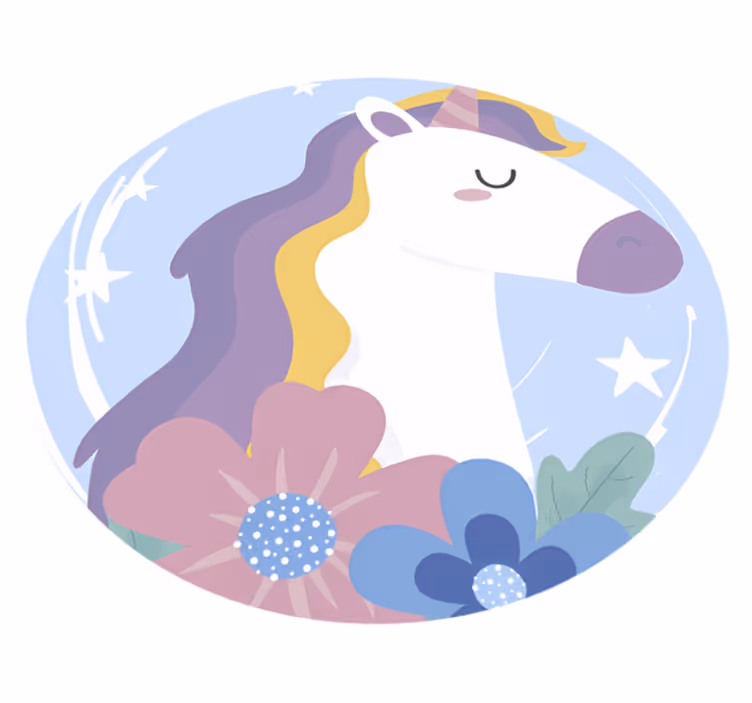 Tappeto vinile animali unicorno dai capelli brillanti - TenStickers